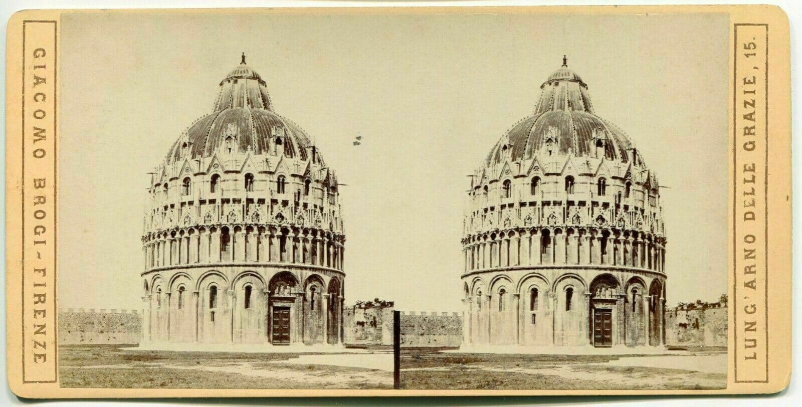 Vintage Stereoview Giacomo Photograph BROGI - Pisa. Il Battistero c. 1870