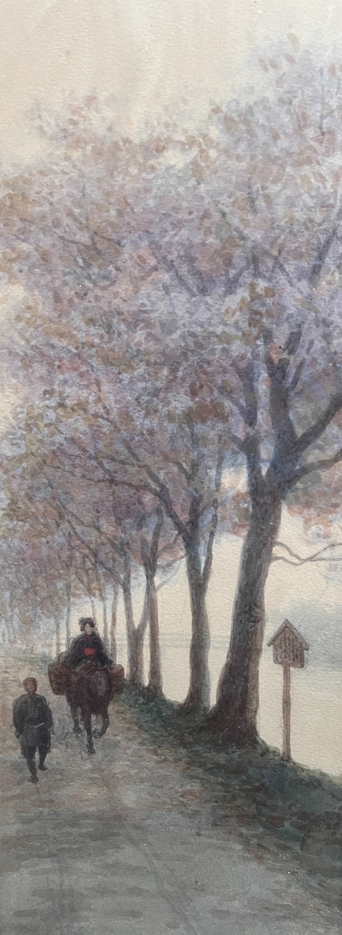 Drawing Japanese People on Horse, Asian Landscape