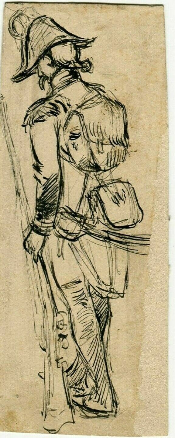 Drawing Military Portrait Man with Riffle