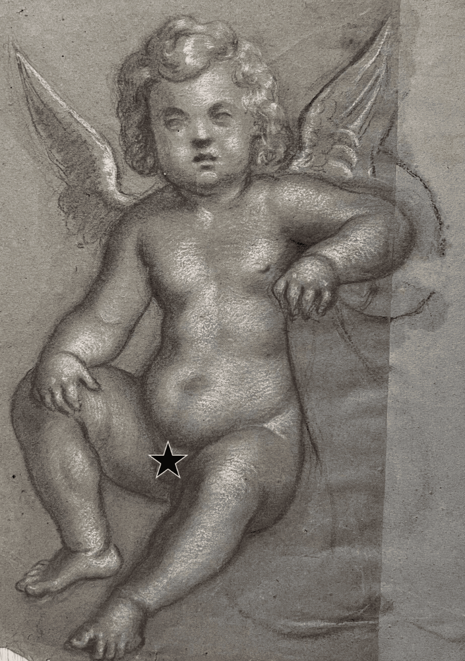 Original Antique Pencil 18th century Drawing Nude Angel Artwork