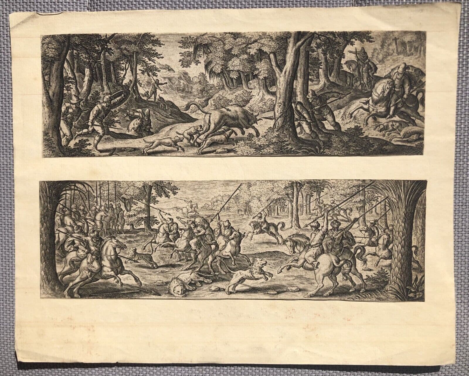 Etching 16th century Hunting Scenes image 3