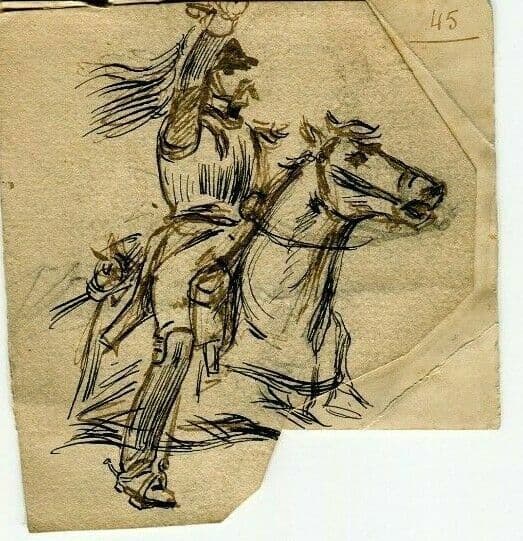 Drawing Military Horse Rider with Napoleon Uniform