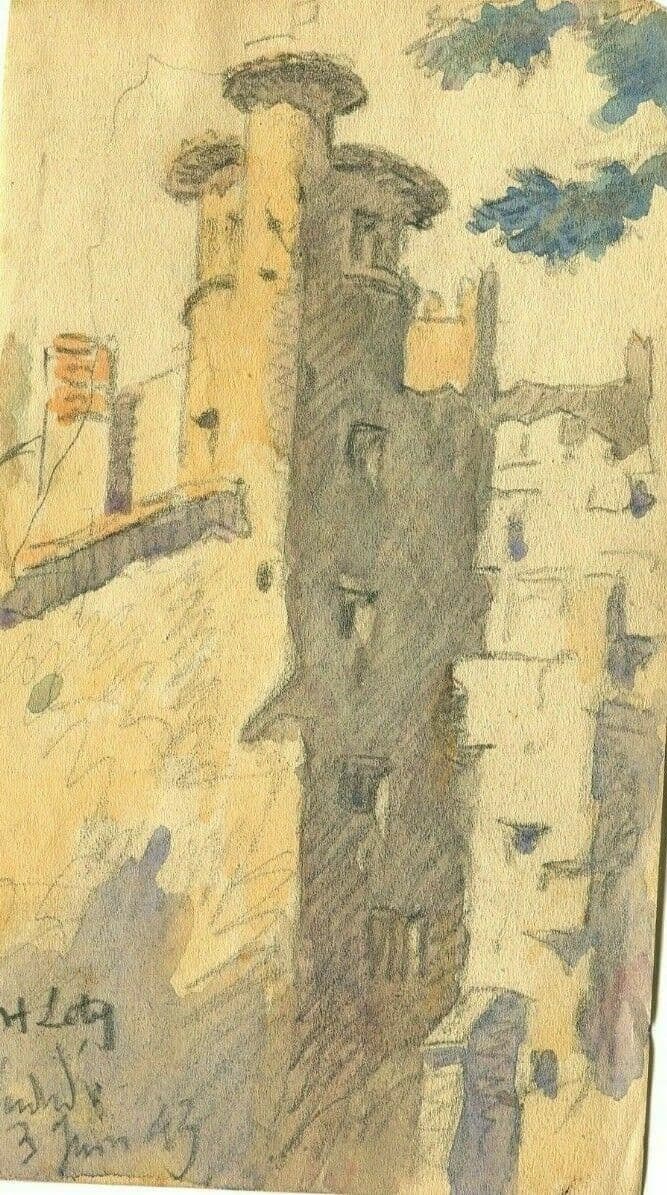 Drawing Landscape, Castle, Architecture, Tower