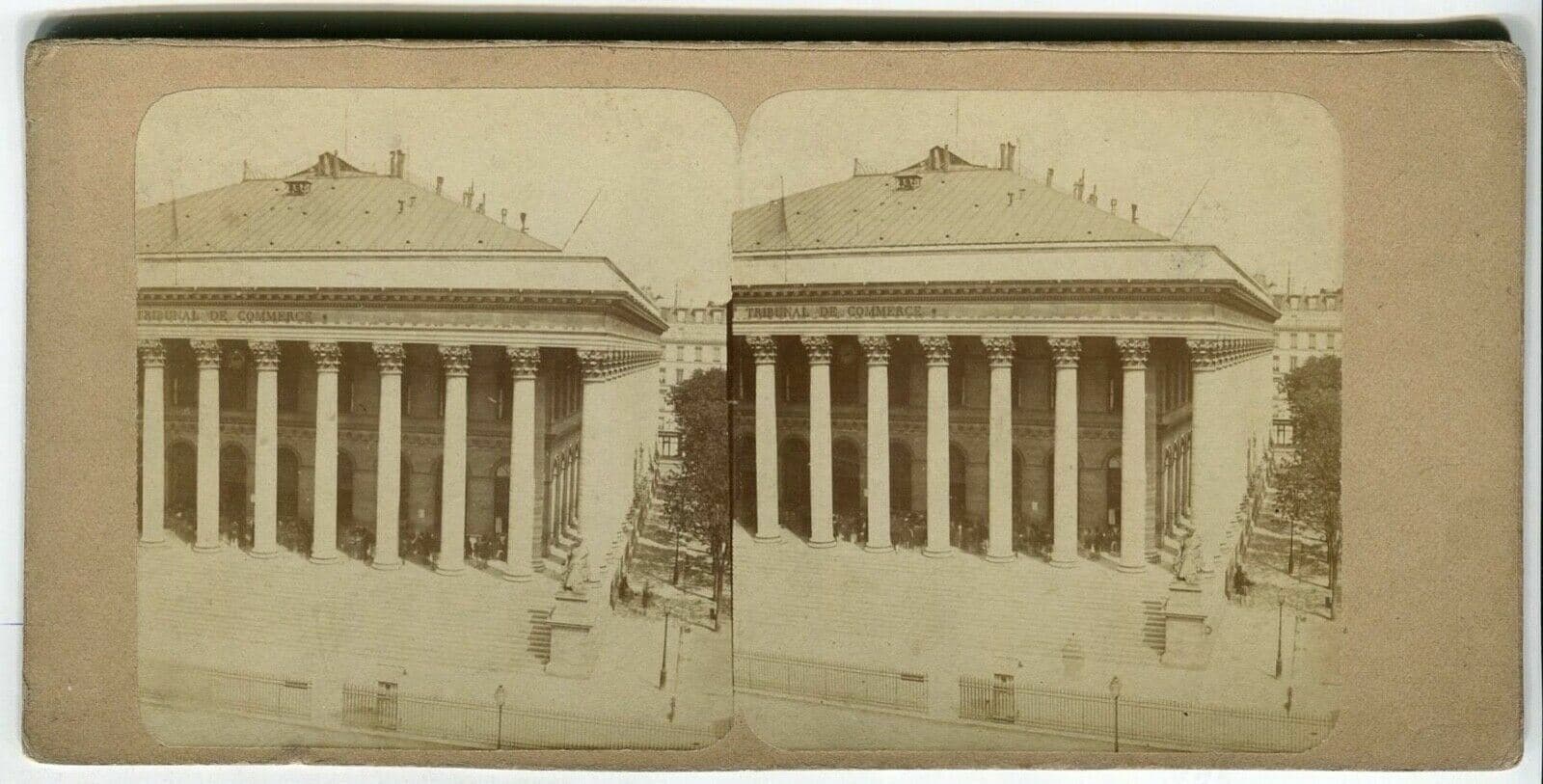 Vintage Stereoview - Stock Option Paris - Ledot editeur - Albumen c. 1860
