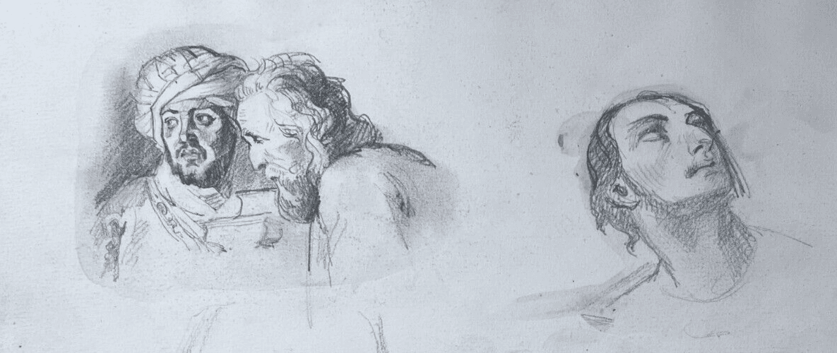 Antique Original Drawing 19th century People, Portraits, Men, Sketches image 1