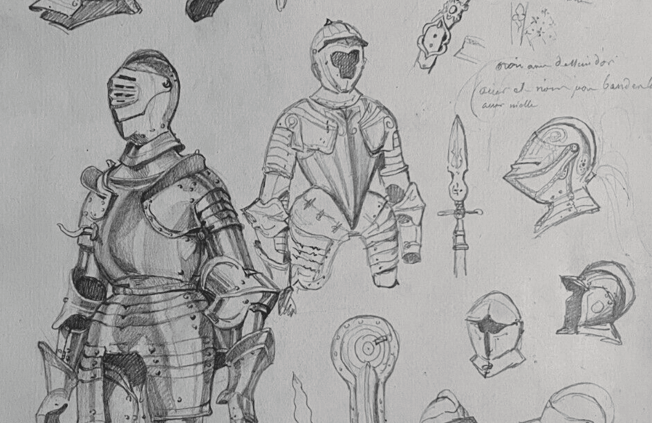 Antique Original Drawing 19th century Knight Portraits Sketches image 4