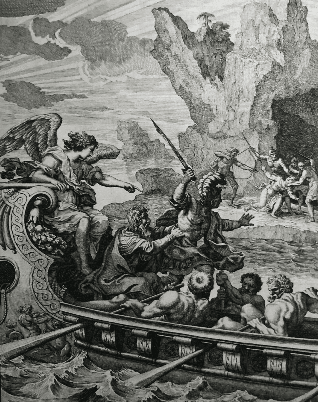 François CHAUVEAU (1613-1676) War, Boat People Etching image 1