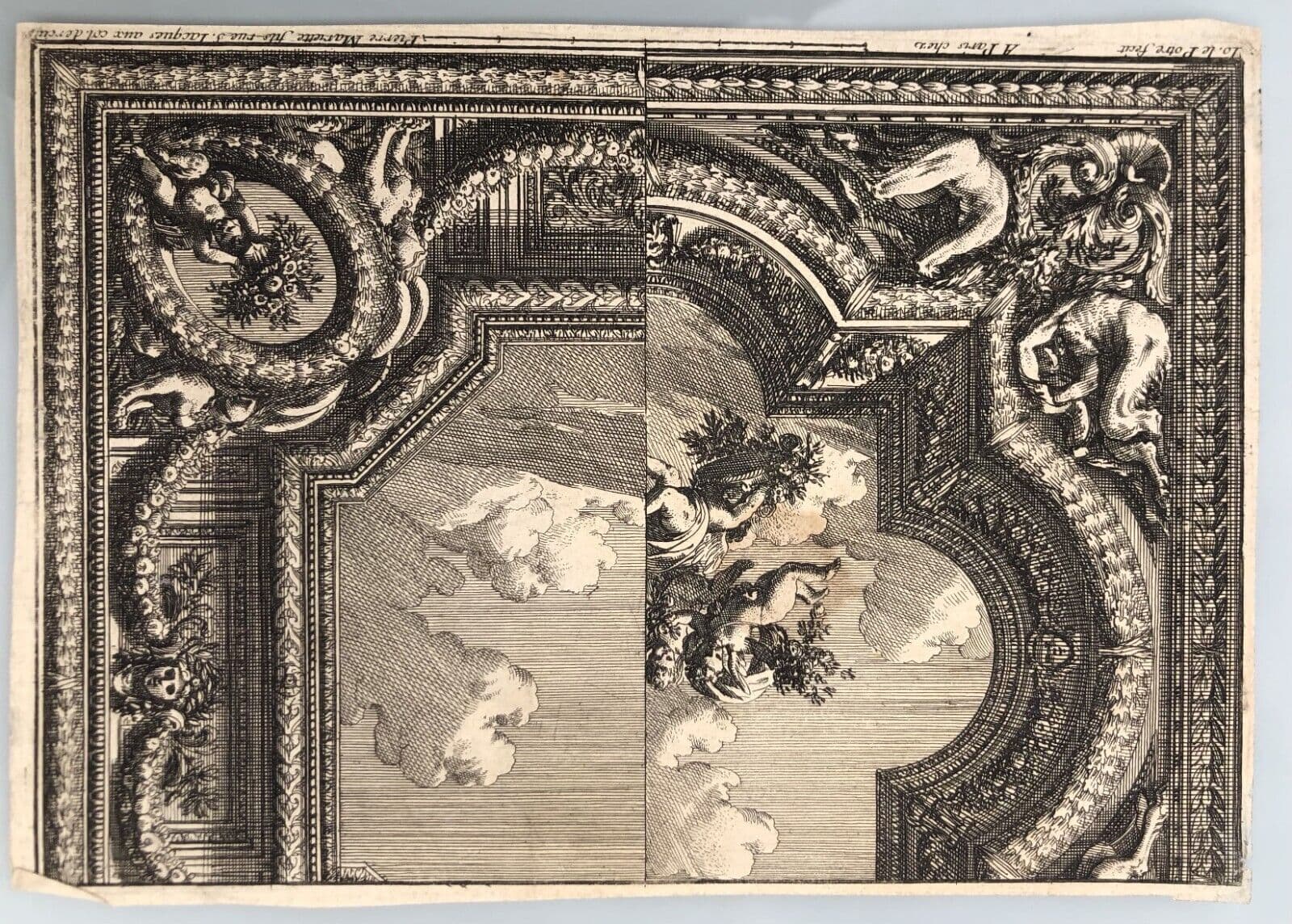 Jean Le Pautre (1618–1682) Ornements, Ceilings x5 Etching image 4