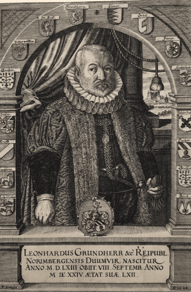 Antique Original Etching Man Portrait, Leonhardus Grundherr