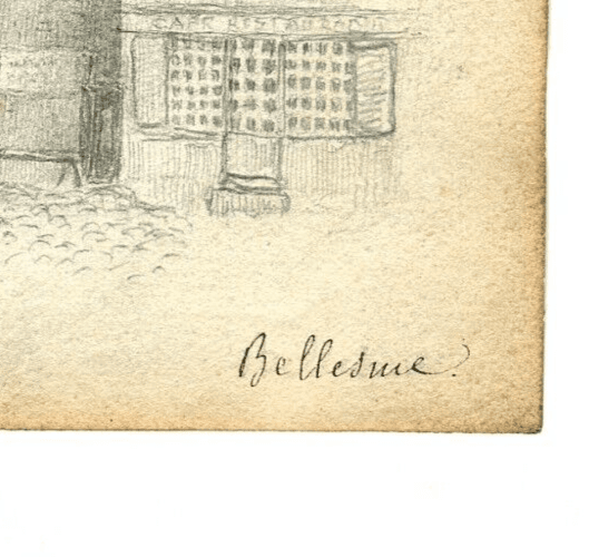Antique Pencil Original Drawing 19th century Village, Cityview, Architecture image 5