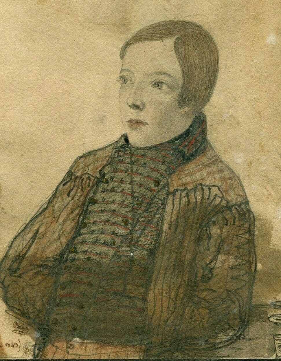 Drawing by Ernst BAYER (XIX-XX) Man Portrait 1843