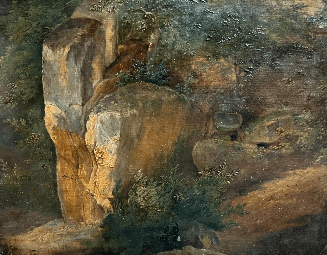 Antique Original Painting Landscape, Rocks, Fontainebleau Rousseau 19th Barbizon