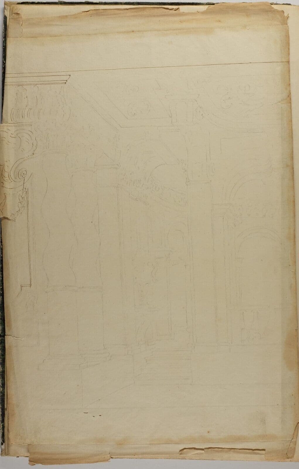 Antique Old Drawing 18th century Original Architecture Decoration Ornamentation image 3