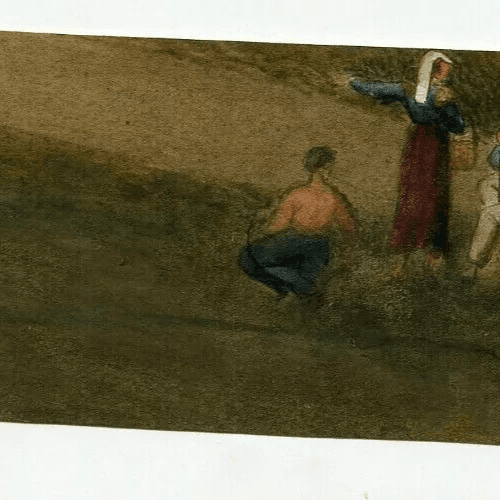 Antique Original Drawing 19th century - Characters, Genre Scene, Peasants image 2