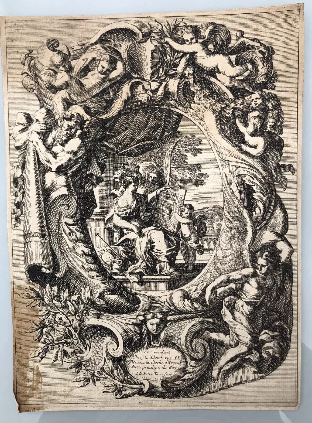 Antique Original Etching Jean Le Pautre (1618–1682) Painter and Angels Etching image 8