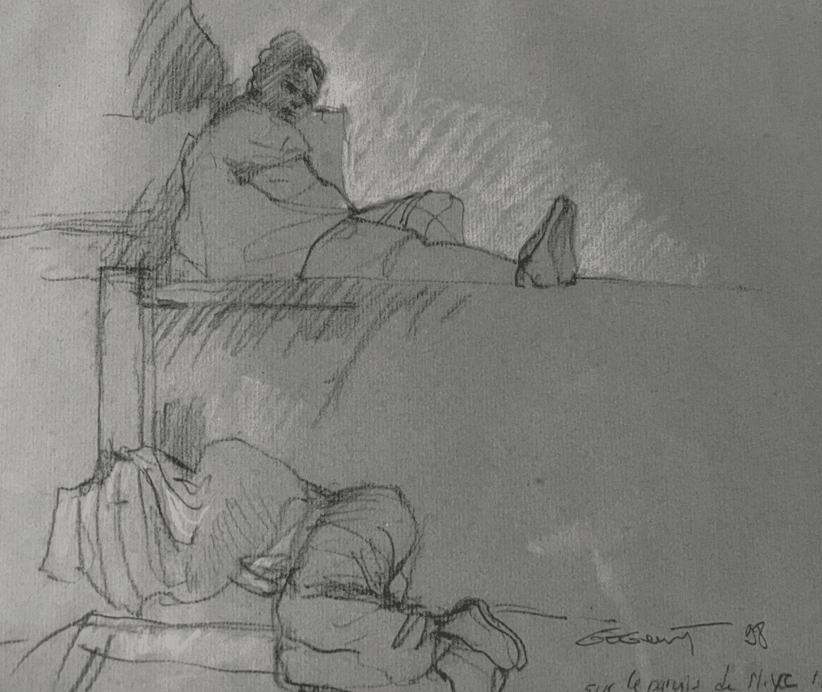 Contemporary Drawing Original New-York, People, Men signed 98