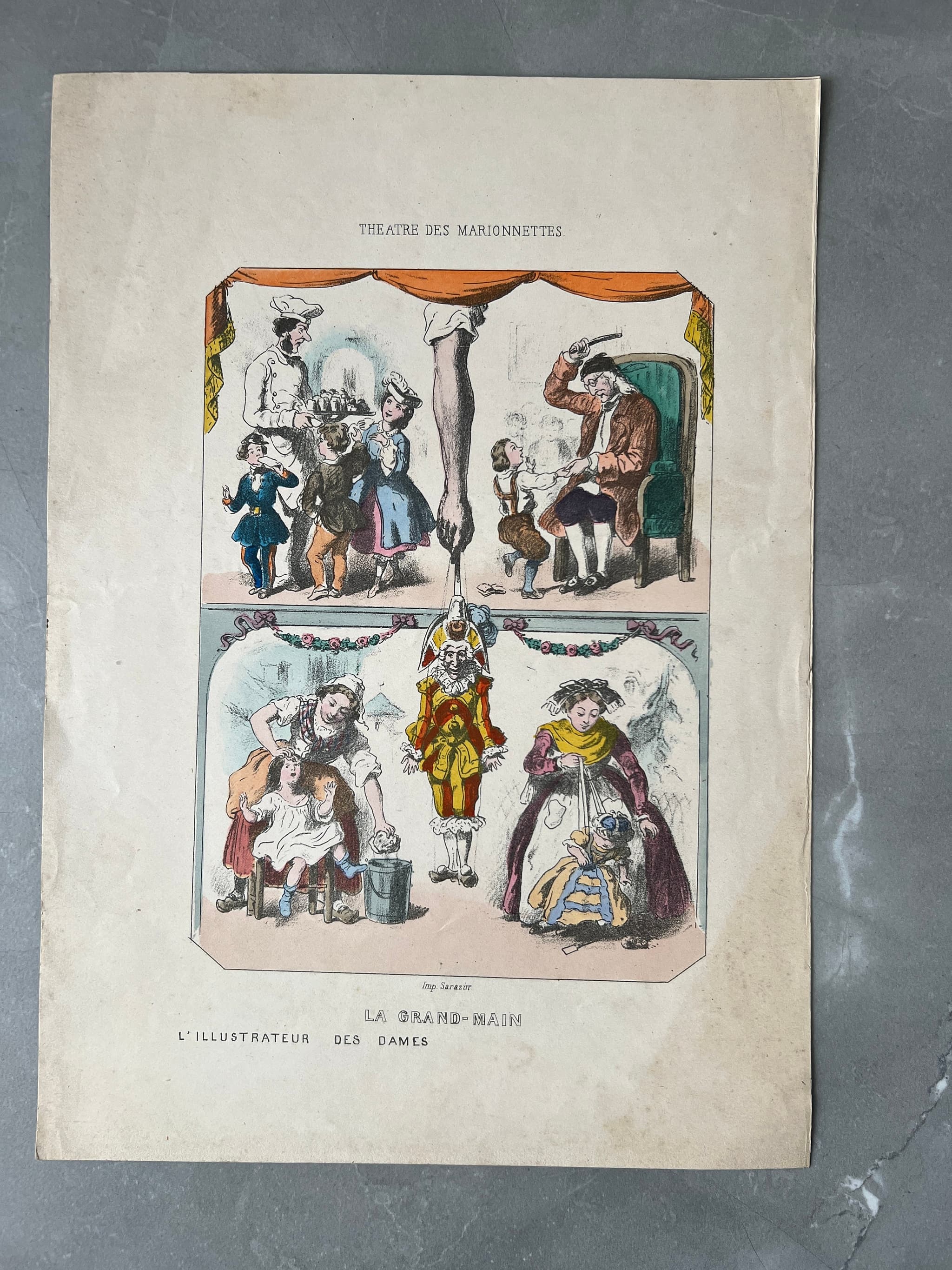 Antique Lithograph - "Théâtre des Marionnettes" (Puppet Theatre) Illustration image 2