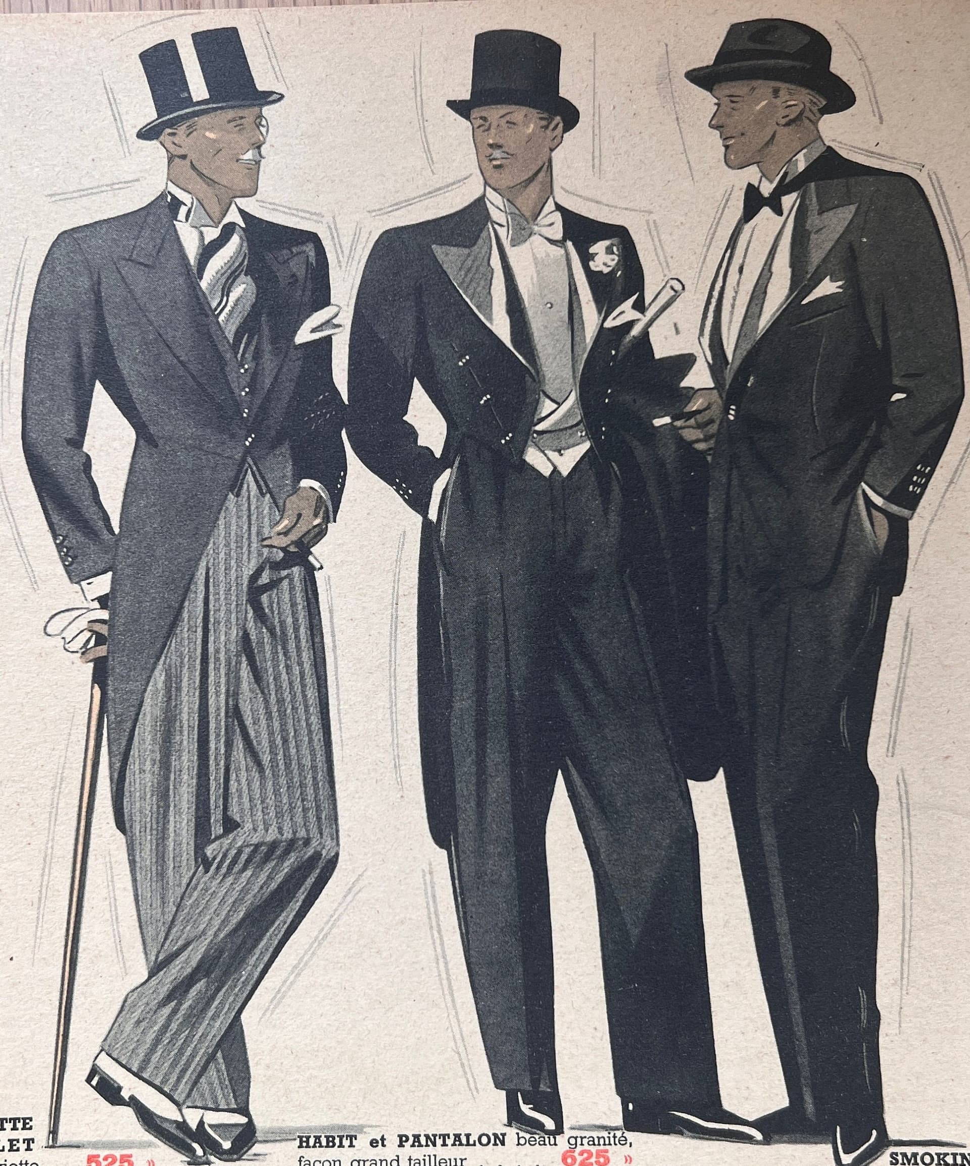 Elegant Men's Formalwear - Vintage Fashion Illustration, Ad 1940' Fashion Man