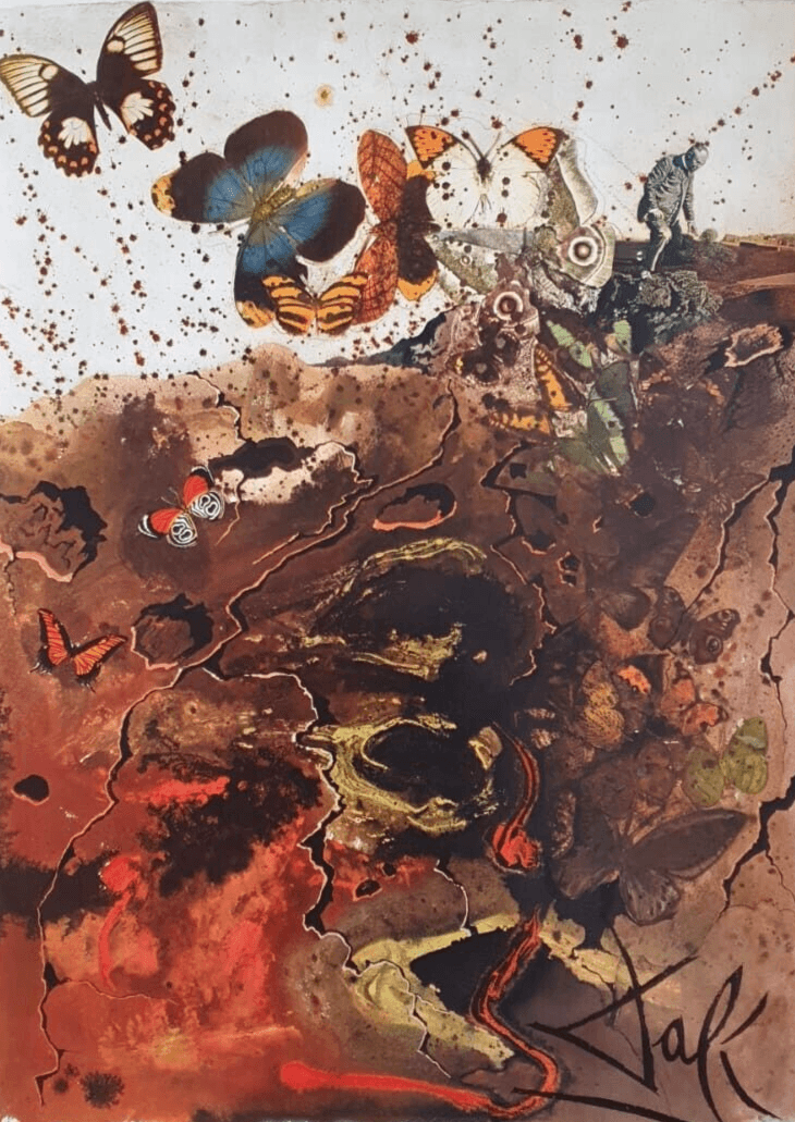 Vintage Original Poster Salvador DALI Auvergne, Butterflies, Abstraction 1969