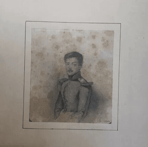 Antique Pencil Original Drawing 19th century Military Man Portrait image 3