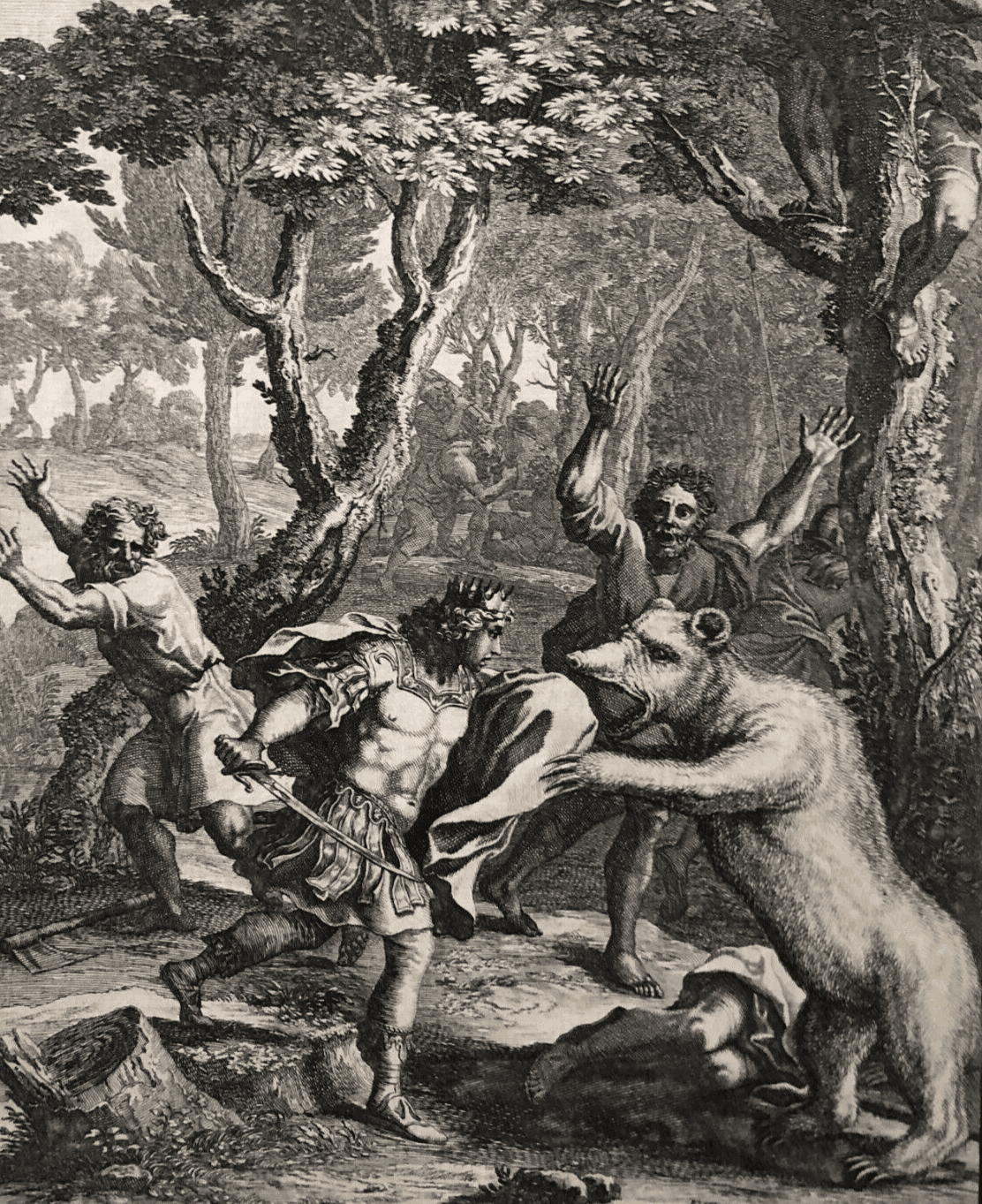 François Chauveau (1613-1676) Bear Attacking People, History Etching image 1