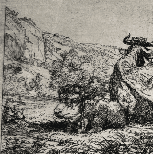 Etching Original Louis GUY (1824-1888) Landscape, Cows 1875 image 4