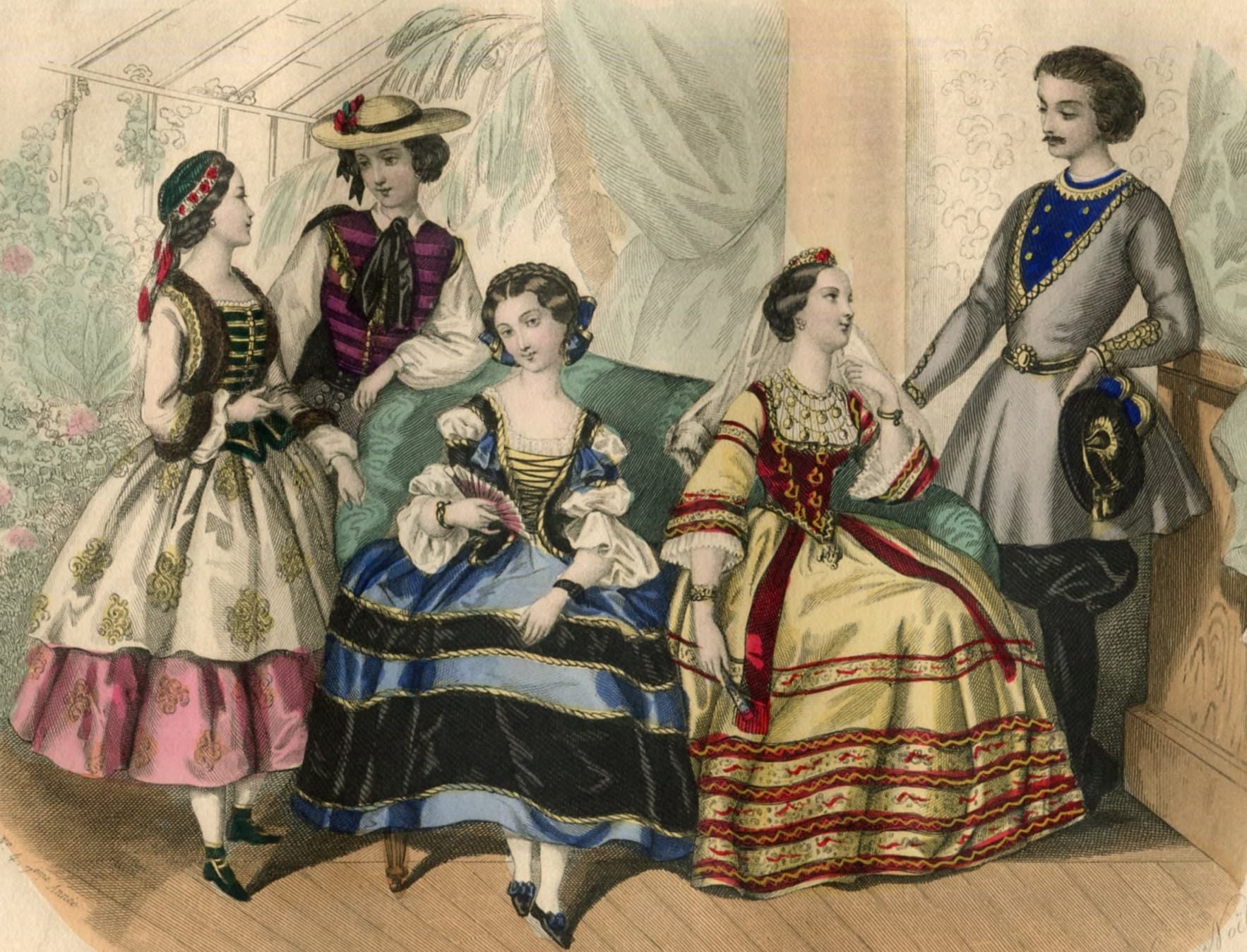 19th-Century French Fashion Illustration - Musée des Familles, model antique