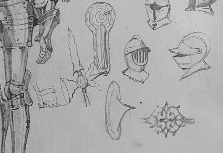 Antique Original Drawing 19th century Knight Portraits Sketches image 3