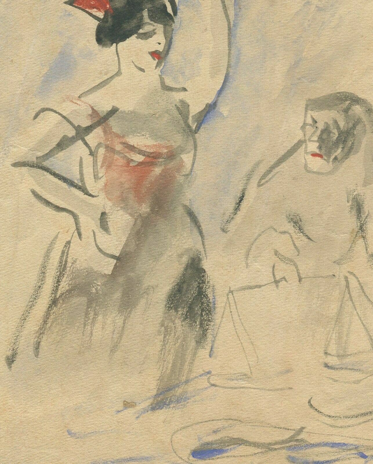 Drawing Spanish Dancing Figures Signed