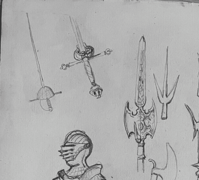 Antique Original Drawing 19th century Knight Portrait Armor Sketches image 4