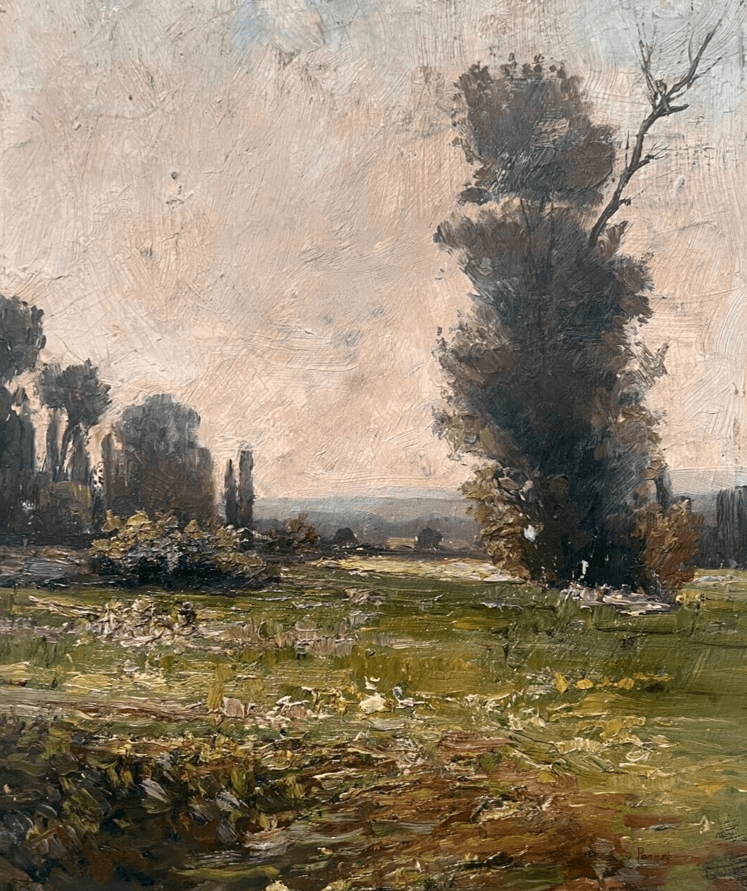 Antique Oil Painting Signed Forest, Trees, Landscape