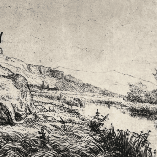 Etching Original Louis GUY (1824-1888) Landscape, Cows 1875 image 5
