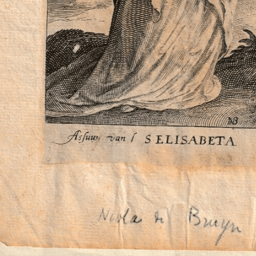 Antique Etching Elizabeth of Hungary, Nicolaes de Bruyn (1571-1656), Londerseel image 4