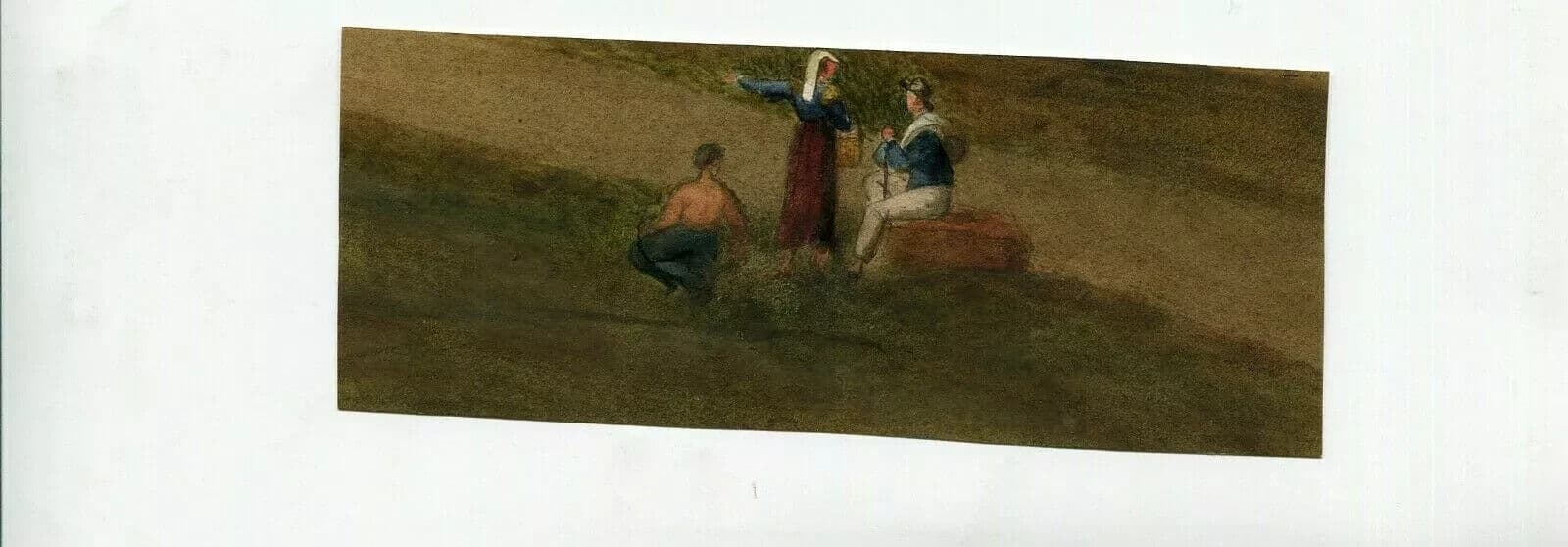 Antique Original Drawing 19th century - Characters, Genre Scene, Peasants image 4