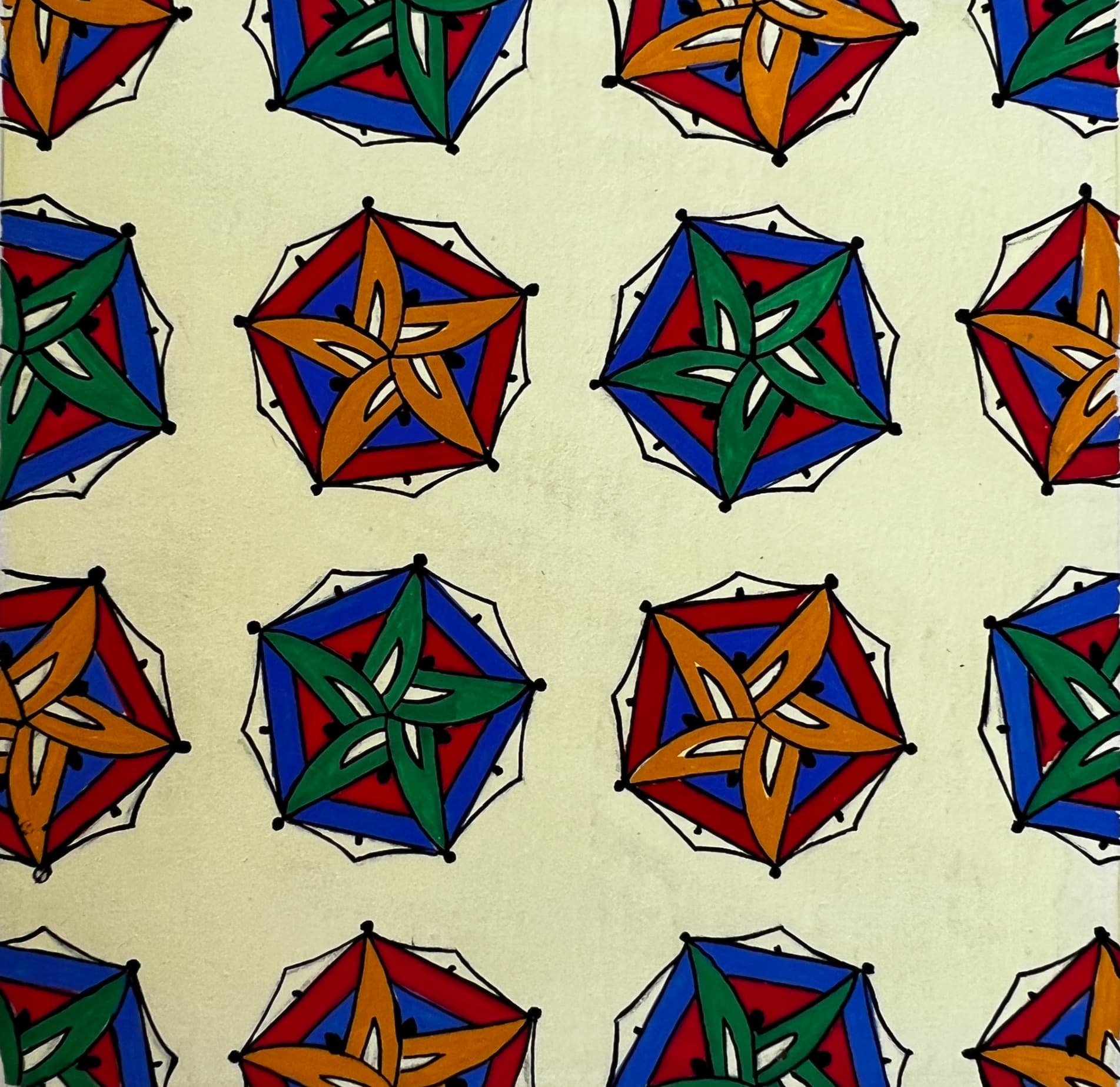 The Multiples Stars Design Original Textile Drawing