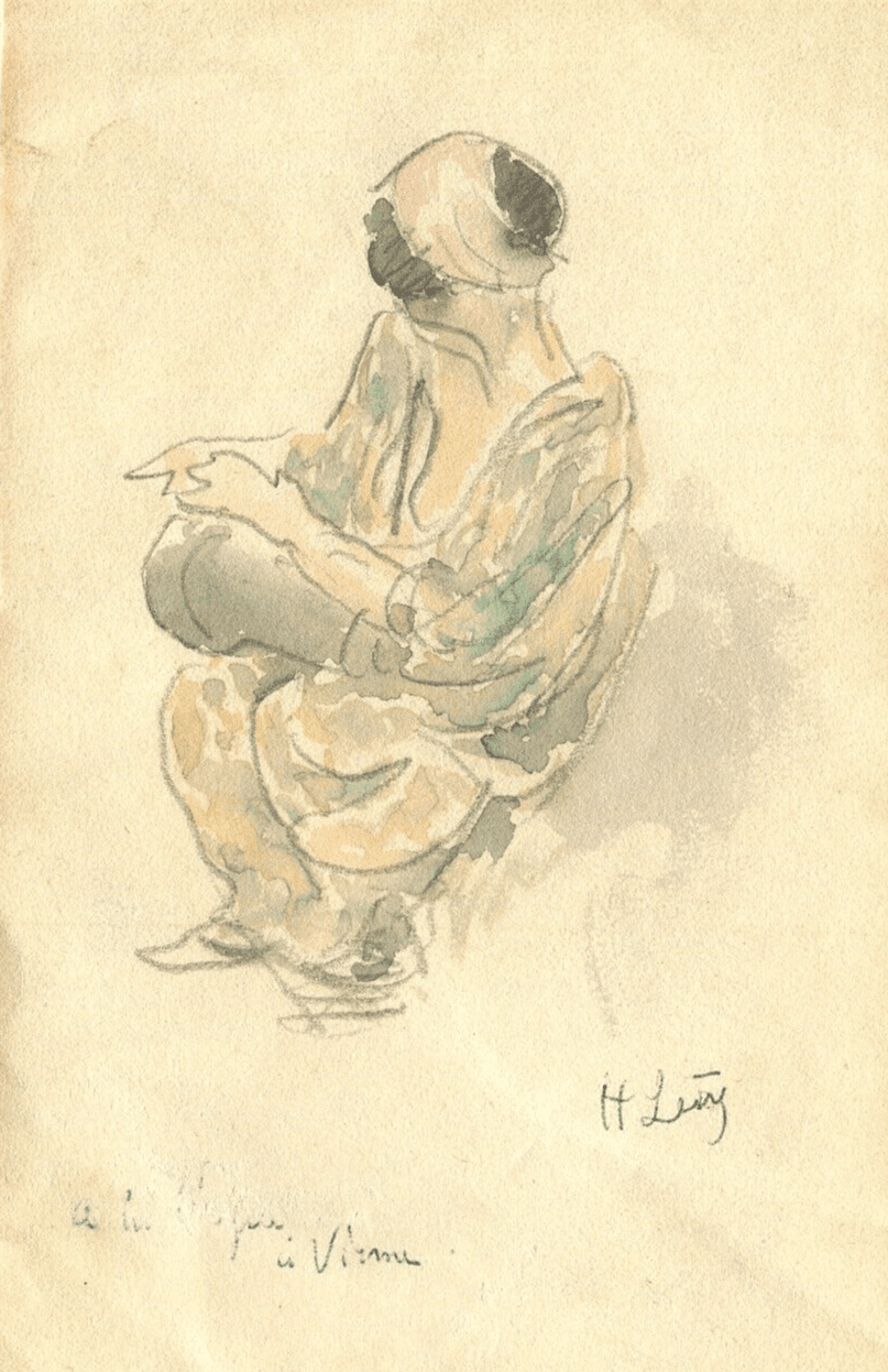 Antique Original Signed Drawing Woman Portrait Playing Dambé image 1