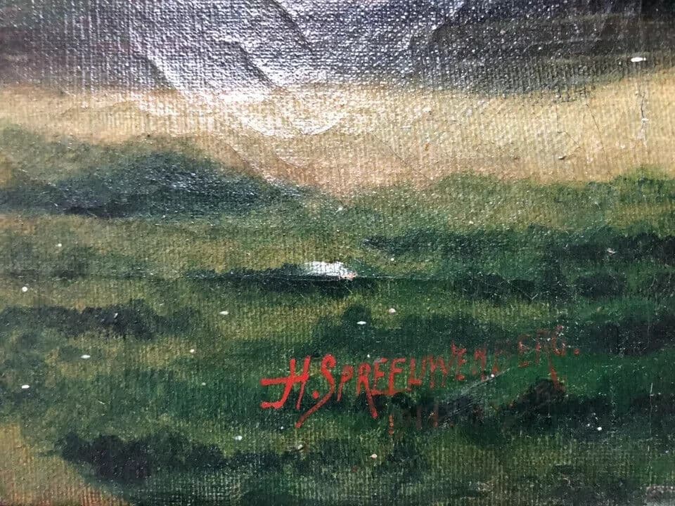 Antique Oil Painting 19th century Signed Acropolis Romantic Landscape Sunset image 4