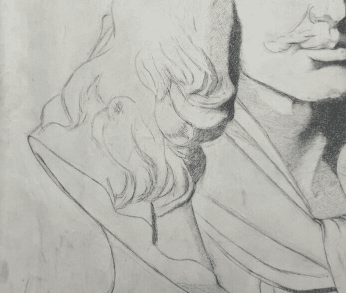 Antique Original Drawing Man, Portrait, Moustache, Sculpture image 5