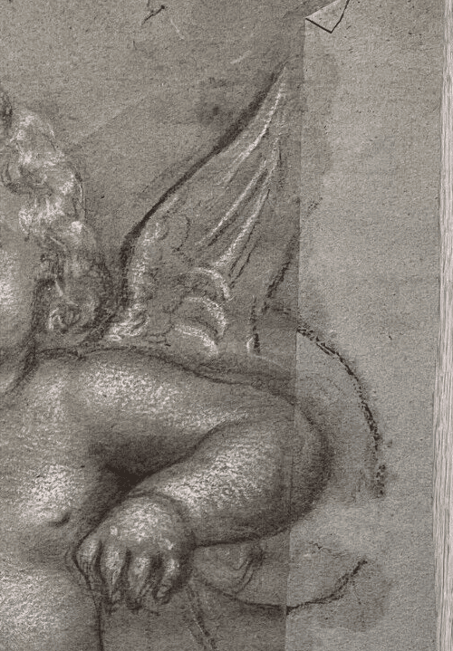 Original Antique Pencil 18th century Drawing Nude Angel Artwork image 3