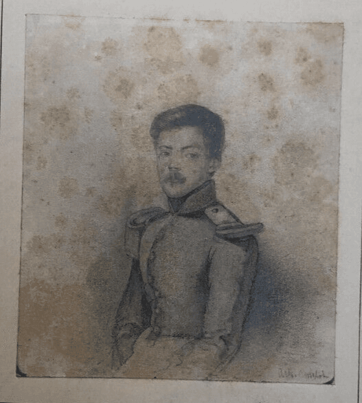 Antique Pencil Original Drawing 19th century Military Man Portrait image 1