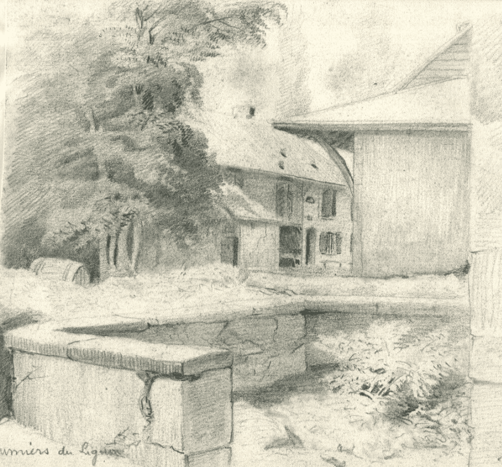 Vintage Pencil Drawings Houses, Trees, Buildings, Landscape x2