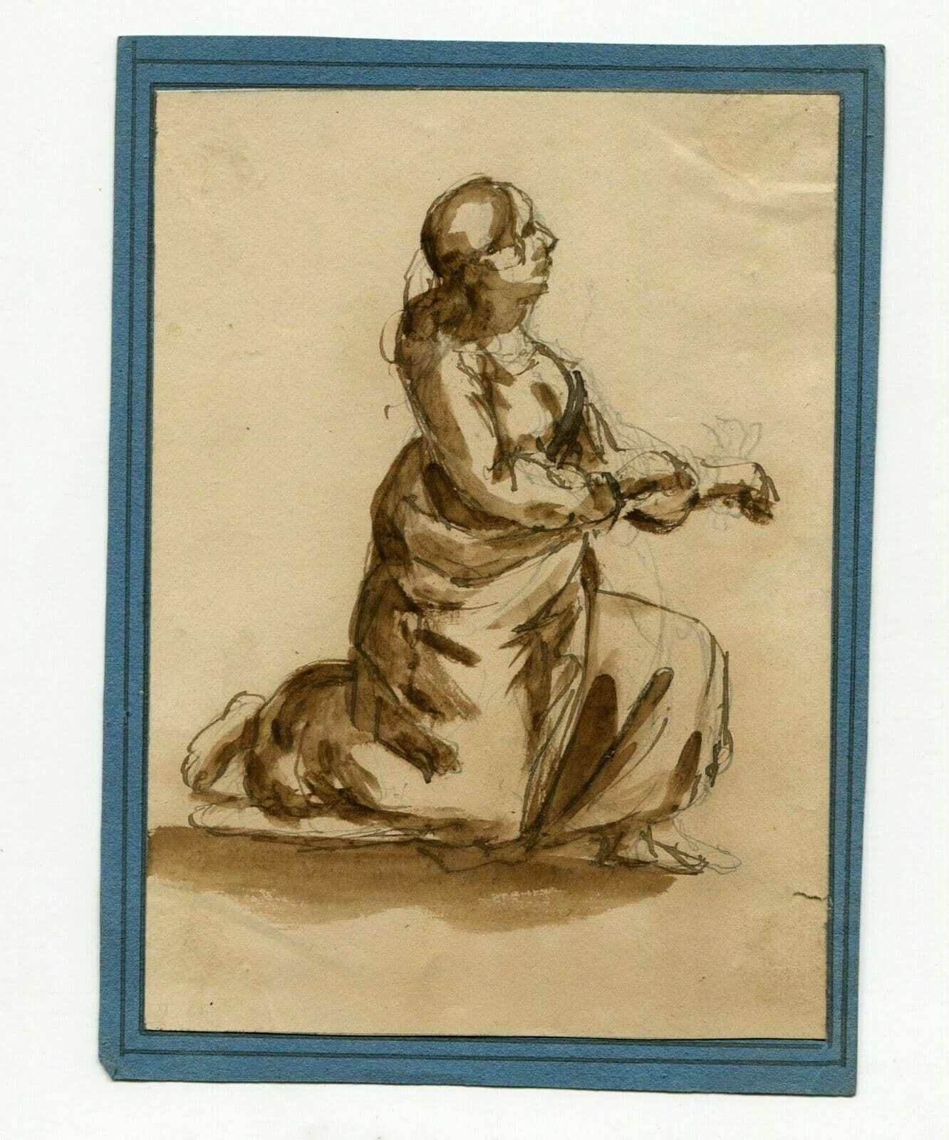 Drawing 19th century Praying Woman image 2