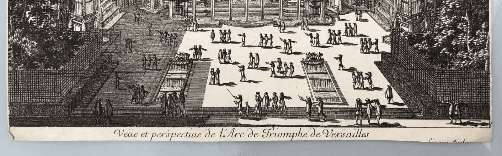 Antique Original Etching Arc de Triomphe, Versailles, Garden, Architecture image 7