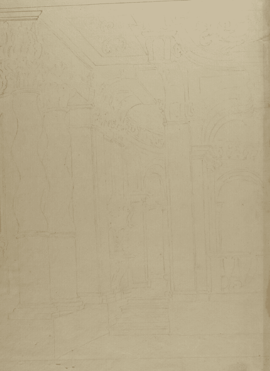 Antique Old Drawing 18th century Original Architecture Decoration Ornamentation image 2