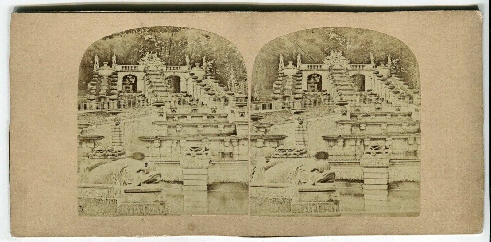 Vintage Stereoview - SAINT CLOUD Waterfall - Lecocq-Frêné - Albumen c. 1860