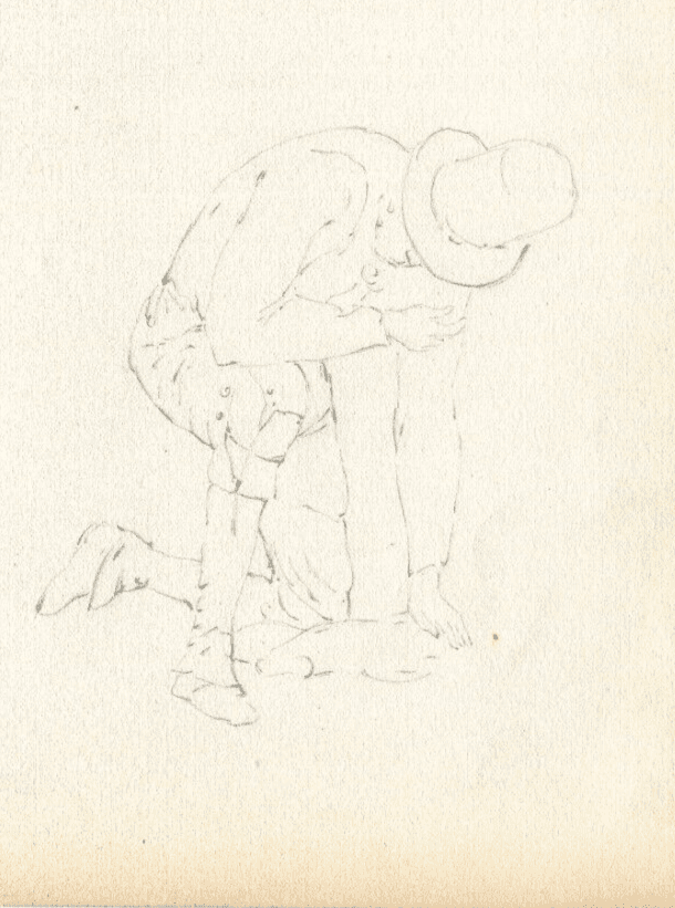 Antique Pencil Original Drawing 19th century Genoese Muleteers image 4