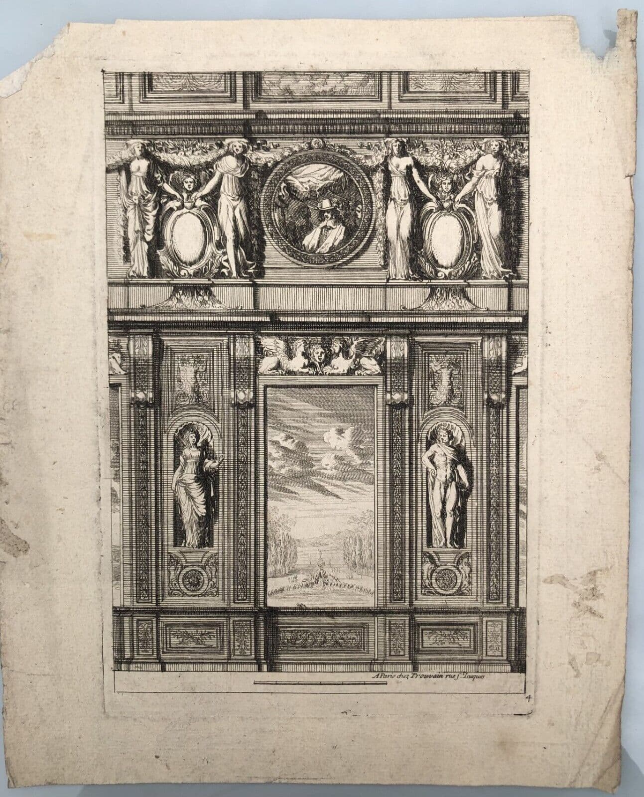 Etching by Antoine TROUVAIN (1656-1708) Architecture, Monuments, Sculptures image 3