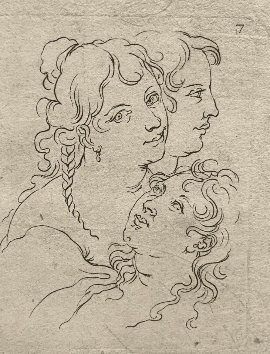 Antique Etching Original People, Woman, Man, Kids, Portraits