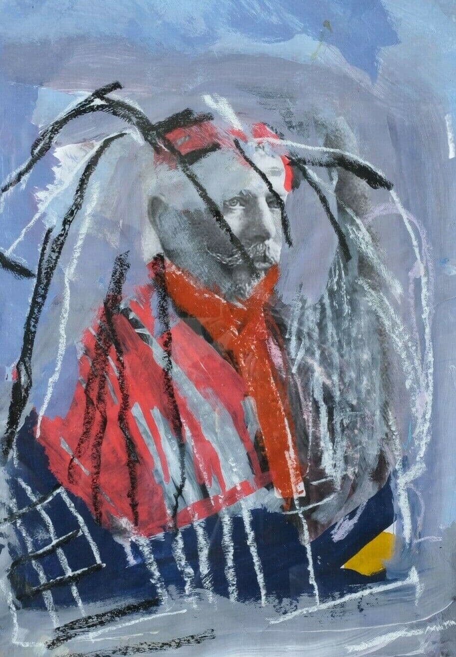 Antique Oil Drawing Abstract Art SERVAIS Anny, Fernand Labori