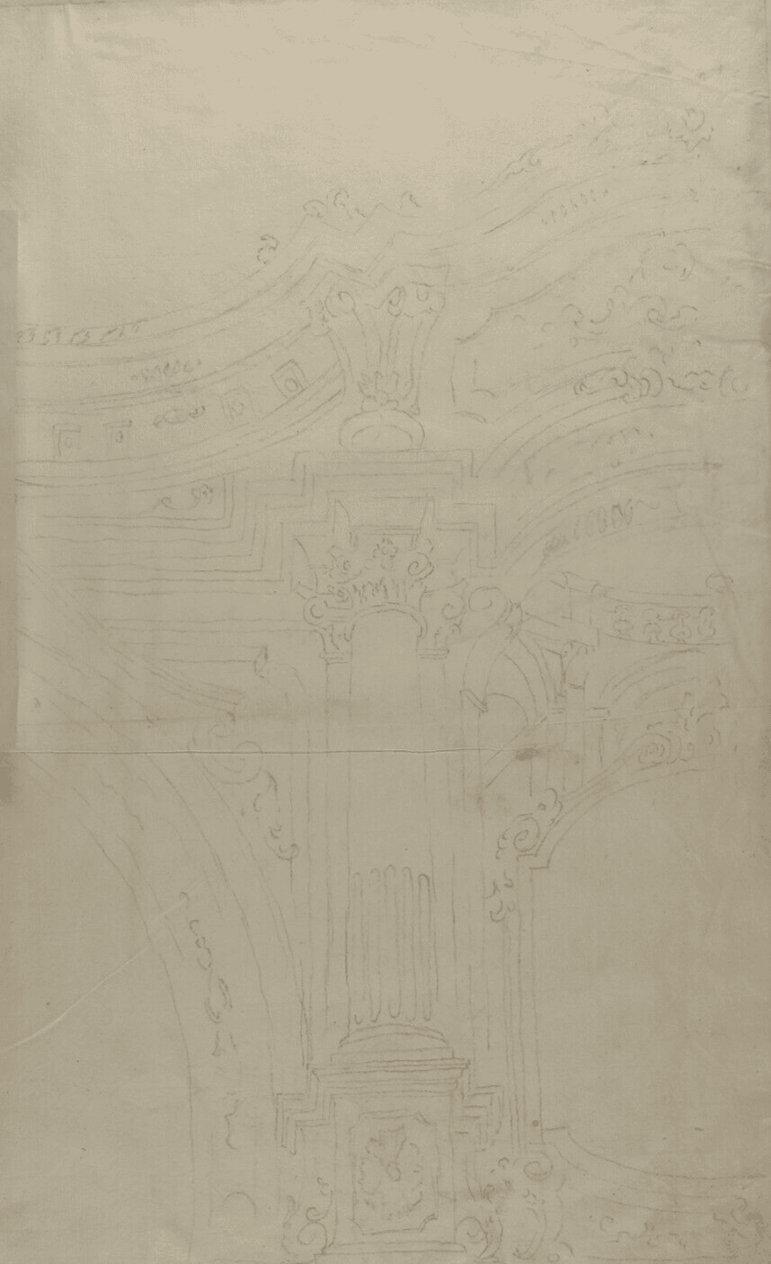 Antique Old Drawing 18th century Original Architecture Decoration Ornamentation image 1
